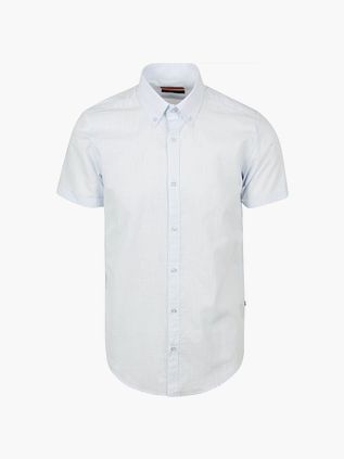 Suitable Kortærmet Skjorte i Cotton Slub Lyseblå