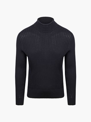 Suitable Rullekrave Rib Merino Navy