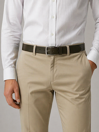 Suitable Ceinture en Cuir Vert Délavé