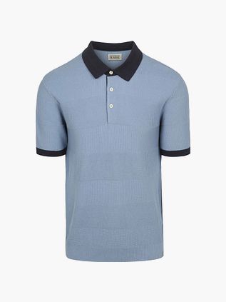 Scotch And Soda Strikket Polo Struktur Blå