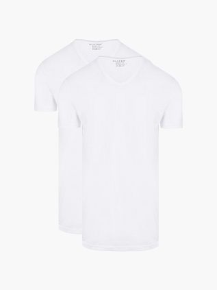 Slater 2-pak basis-T-shirt ekstra lang V-hals hvid