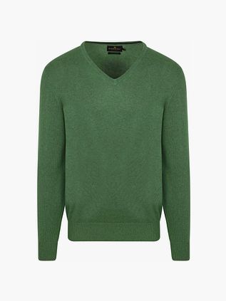 Steppin' Out Sweter bawełna/kaszmir z dekoltem w serek zielony