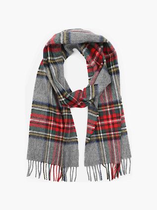 Suitable Sciarpa a quadri in lana merino grigio multicolore