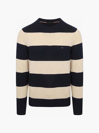 Tommy Hilfiger Trøje Lammesuld Striber Marineblå