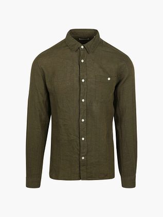 KnowledgeCotton Apparel Skjorta Linne Olivgrön