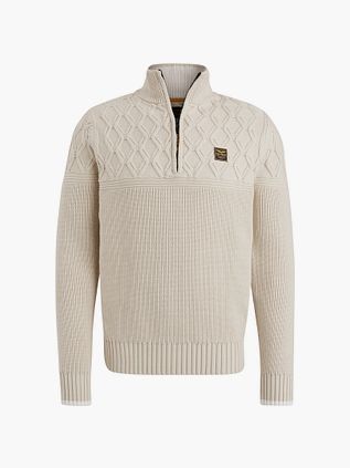 PME Legend Strikket Halv Lynlås Trøje i Ecru