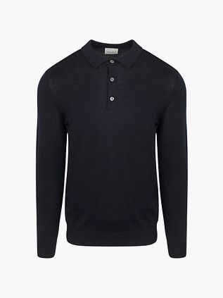 Profuomo Langærmet Poloshirt Merinould Flåde