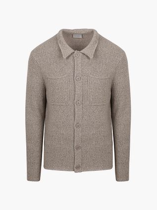 Suitable Cardigan Boiled Wool Taupe