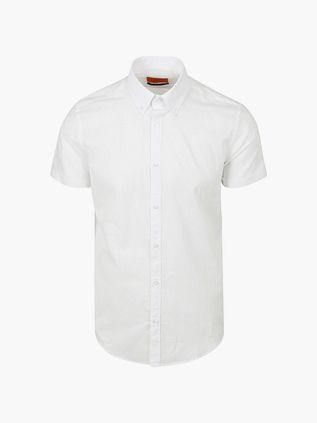 Suitable kortærmet skjorte i bomuldsslub hvid