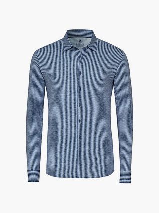 Desoto Linen Optics Camicia Righe Navy