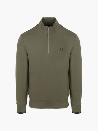 Fred Perry Halv-Zip Trøje i Oliven grøn