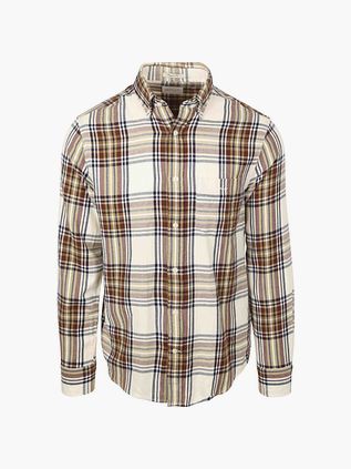 Gant Camisa Franela Cuadros Ecru
