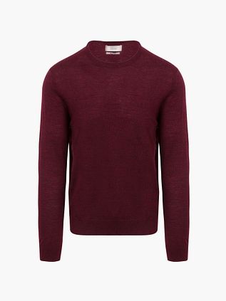 King Essentials The John sweter z wełny merino w kolorze burgundowym