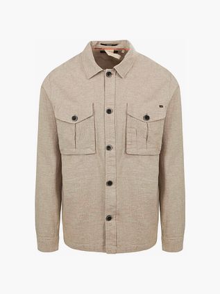 No Excess Overshirt z lnu beżowy