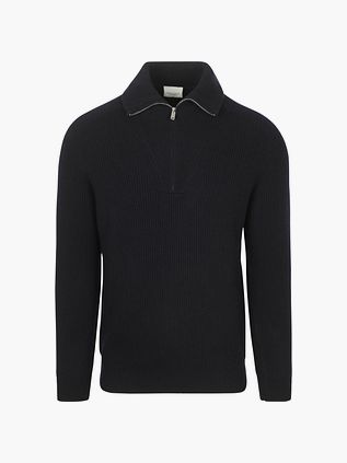 Profuomo Halv Lynlås Pullover i uld, Navy