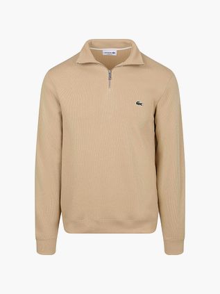 Sweter Lacoste z zamkiem w kolorze beżowym