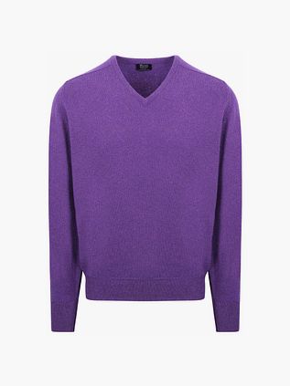 William Lockie Sweter z dekoltem V z wełny jagnięcej fioletowy