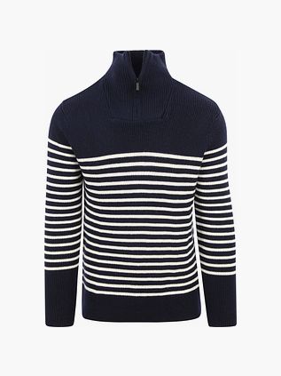 KnowledgeCotton Apparel Pullover i Uld Marineblå Halfzip