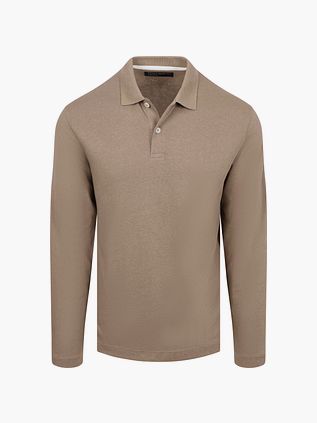 Marc O'Polo Longsleeve Polo Shirt Cotton Linen Taupe