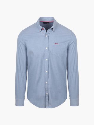 NZA Skjorte James Twill Melange Blå