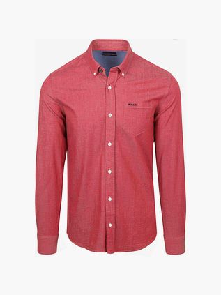 NZA Skjorte James Twill Melange Rød