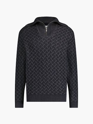 State Of Art Halv Zip Trøje Melange Navy