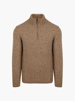 Suitable Half Zip Trui Donnegal Tweed Eco Wool Beige