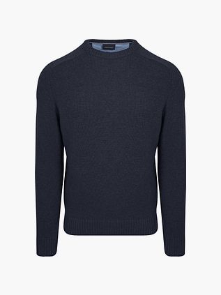 Suitable sweter z wełny jagnięcej z okrągłym dekoltem granatowy