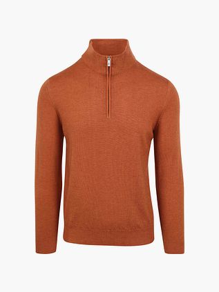 Sweter R2 Half Zip z wełny merino w kolorze ceglastym