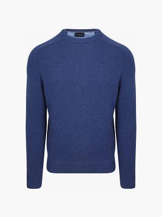 Sweter z wełny jagnięcej Suitable z okrągłym dekoltem, królewski niebieski