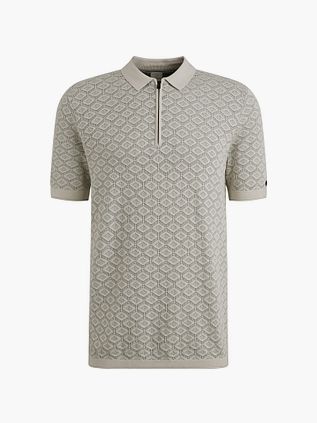 Cast Iron Half-Zip Polo o strukturalnej fakturze, ecru