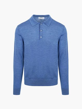 King Essentials The Robert Langærmet Poloshirt Merino Mid Blå