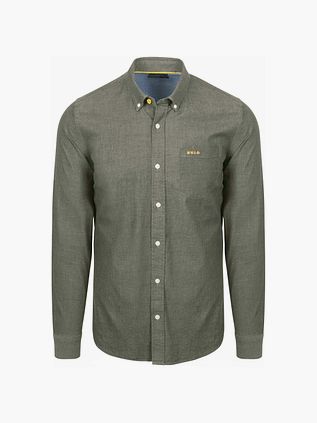 NZA Skjorte James Twill Melange Olivengrøn