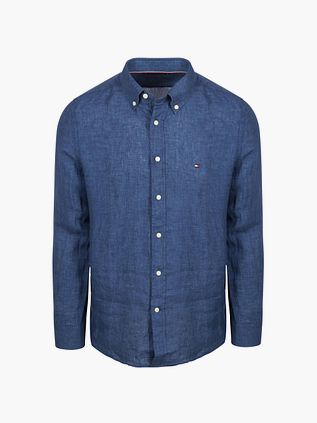 Tommy Hilfiger Skjorte Hør Indigo Blå