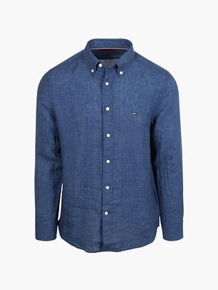 Tommy Hilfiger Skjorte Linned Indigo Blå