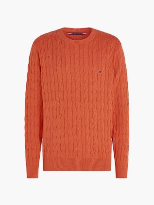 Tommy Hilfiger Strik Trøje Kabel Orange