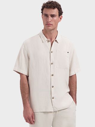 No Excess Short Sleeve Hemd Linen Blend Ecru