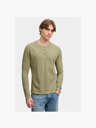 Superdry Pullover Henley Waffle Green
