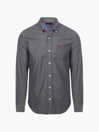 NZA Skjorte James Twill Melange Marineblå