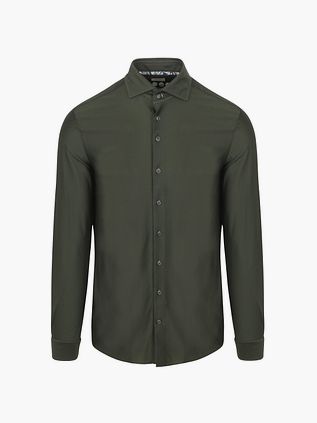 R2 Skjorte Dobby Strikket Mørkegrøn