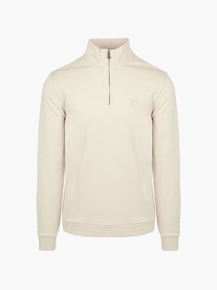 Lyle & Scott Halv Zip Pullover i Tonal Ecru
