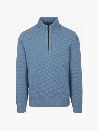 BOSS Trøje med halv lynlås - Kurano - Blå