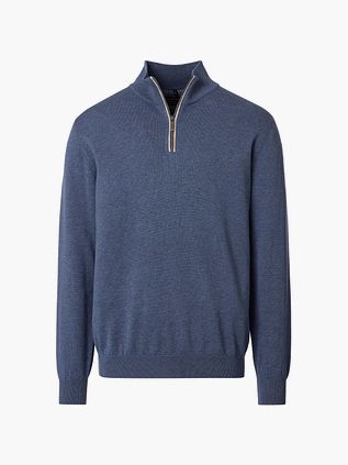 Casa Moda Halvzip Trøje Solid Blå