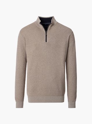 Casa Moda Halvzip Trøje Struktur Beige