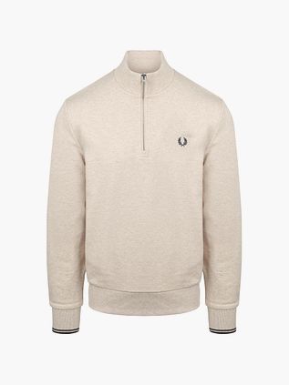 Fred Perry Half Zip Jersey Melange Beige