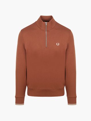 Fred Perry Halv Zip Trøje i Whisky Brun