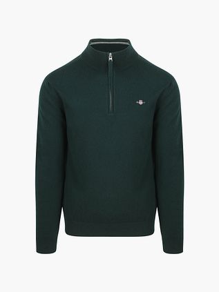 Gant Halvzip Uldtrøje Med Grønt Logo