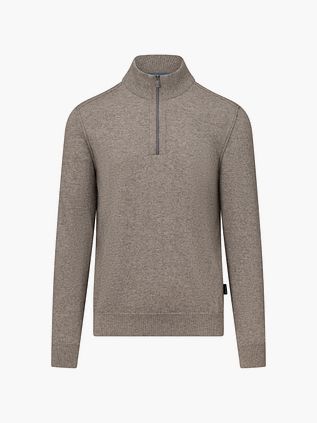 State Of Art Half Zip Trui Wool Blend Melange Taupe