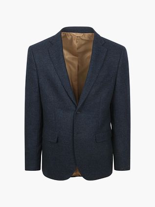 Suitable Colbert Herringbone Merino Wool Marineblå