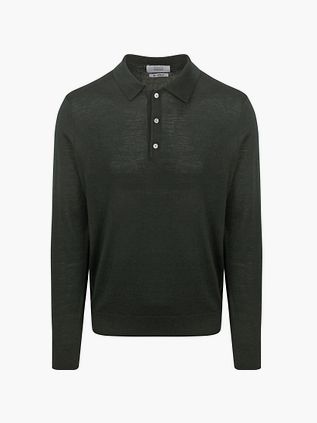 King Essentials The Robert koszulka polo z długim rękawem z wełny merynosów, ciemnozi